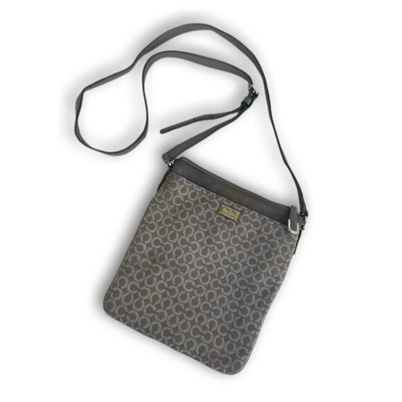 Vintage Coach Signature Logo Gray Crossbody Small Travel Pouch Bag - Picture 1 of 12